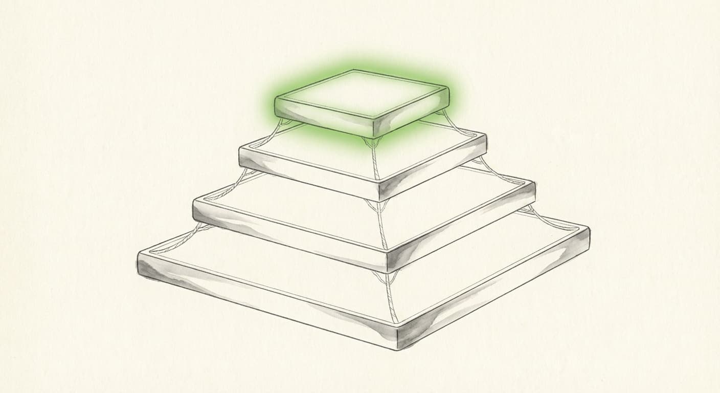 Hand-drawn illustration of ArcGIS license tier hierarchy from Basic to Advanced