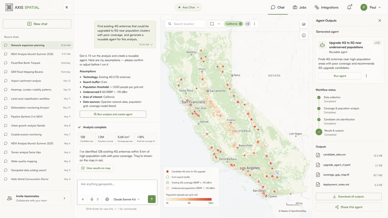 Population exposure analysis — sample Axis output